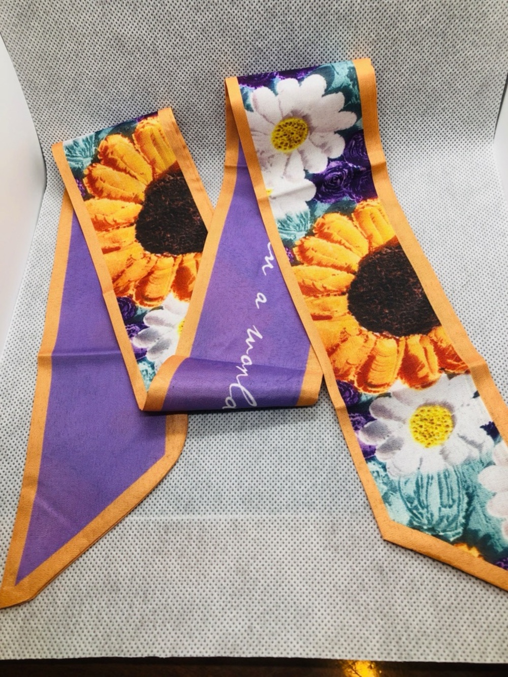 Floral Sunflower Purple Skinny Scarf Wrap